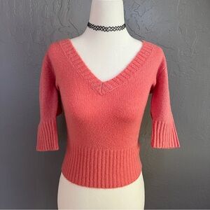 Women's Coral V-Neck Sweater